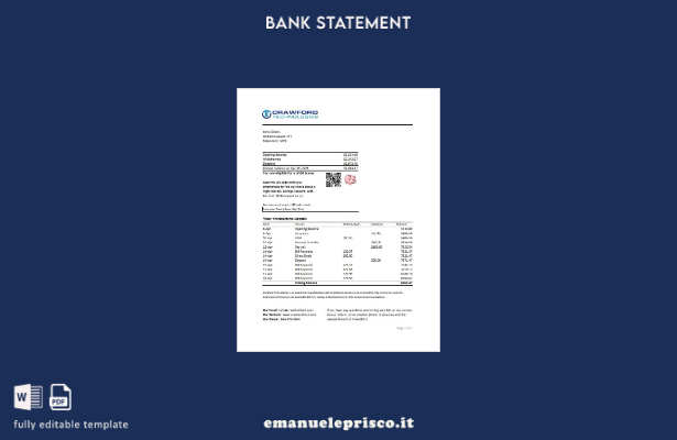 modello Excel di estratto conto bancario Crawford Technologies Paesi Bassi (Olan